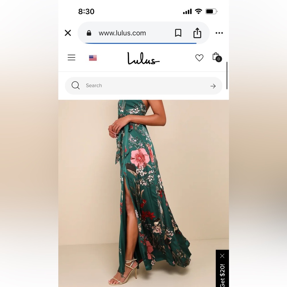 Lulu's Green Floral Maxi Dress